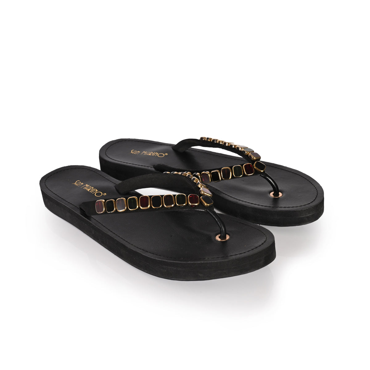 Novelli Cushioned Beads V Strap Slippers