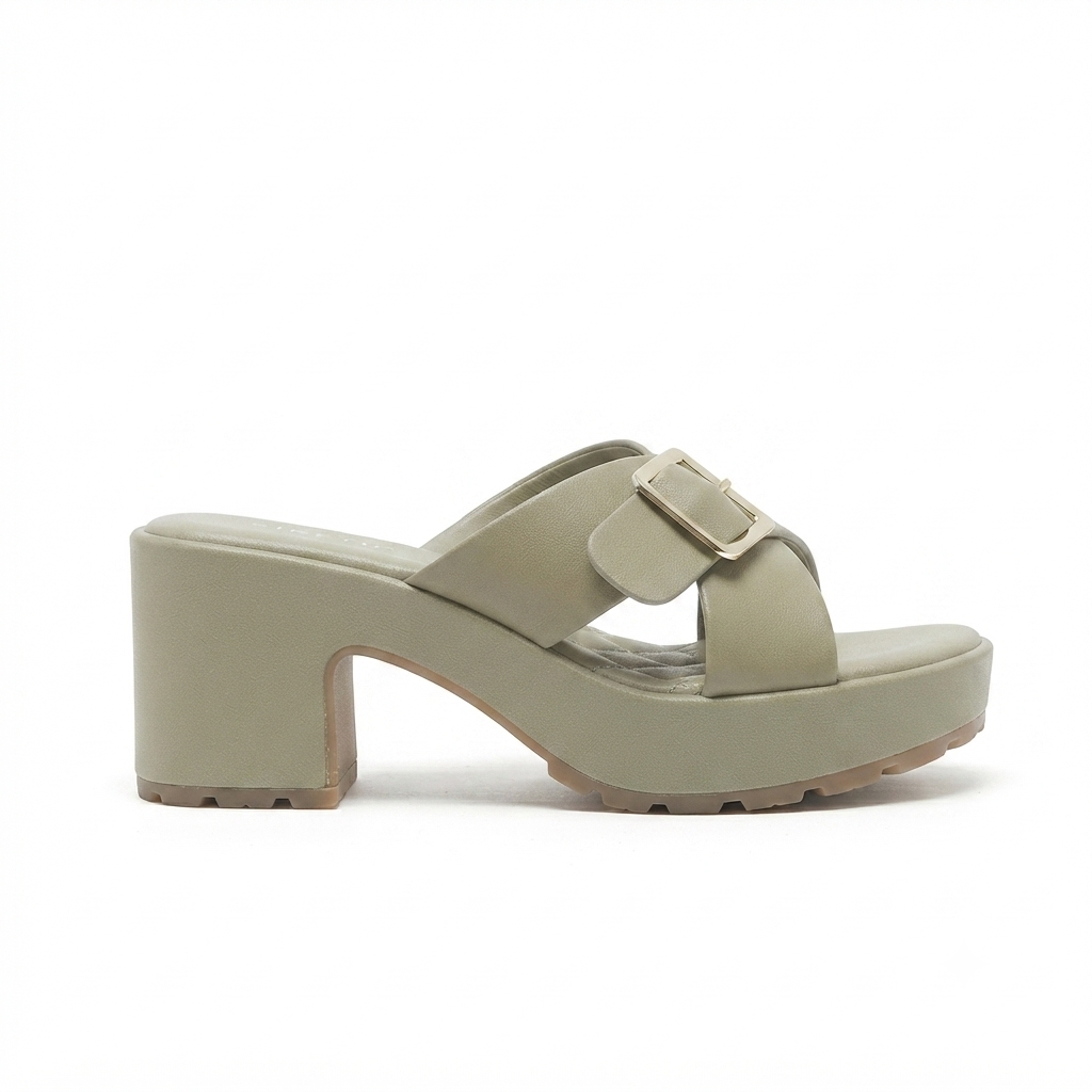 Nysa Chunky Platform Cross Peep Toe Heels