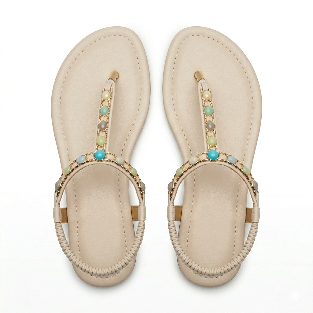 Crimson Embellished Flat Sandals - The Heels India