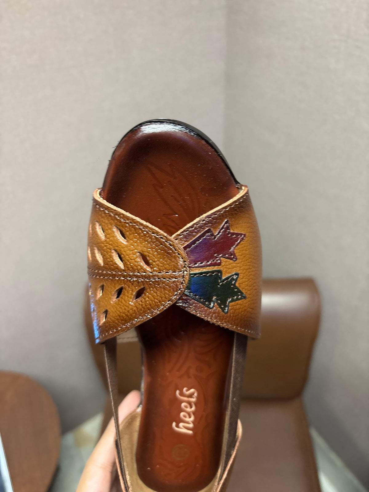 Autumn Leather Peep Toe Side Elastic Ballerinas in Rust - The Heels India