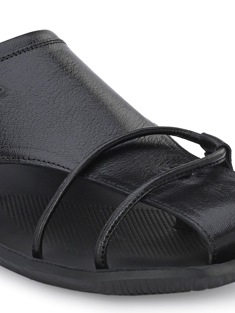 Bravur Black Leather Sliders HT