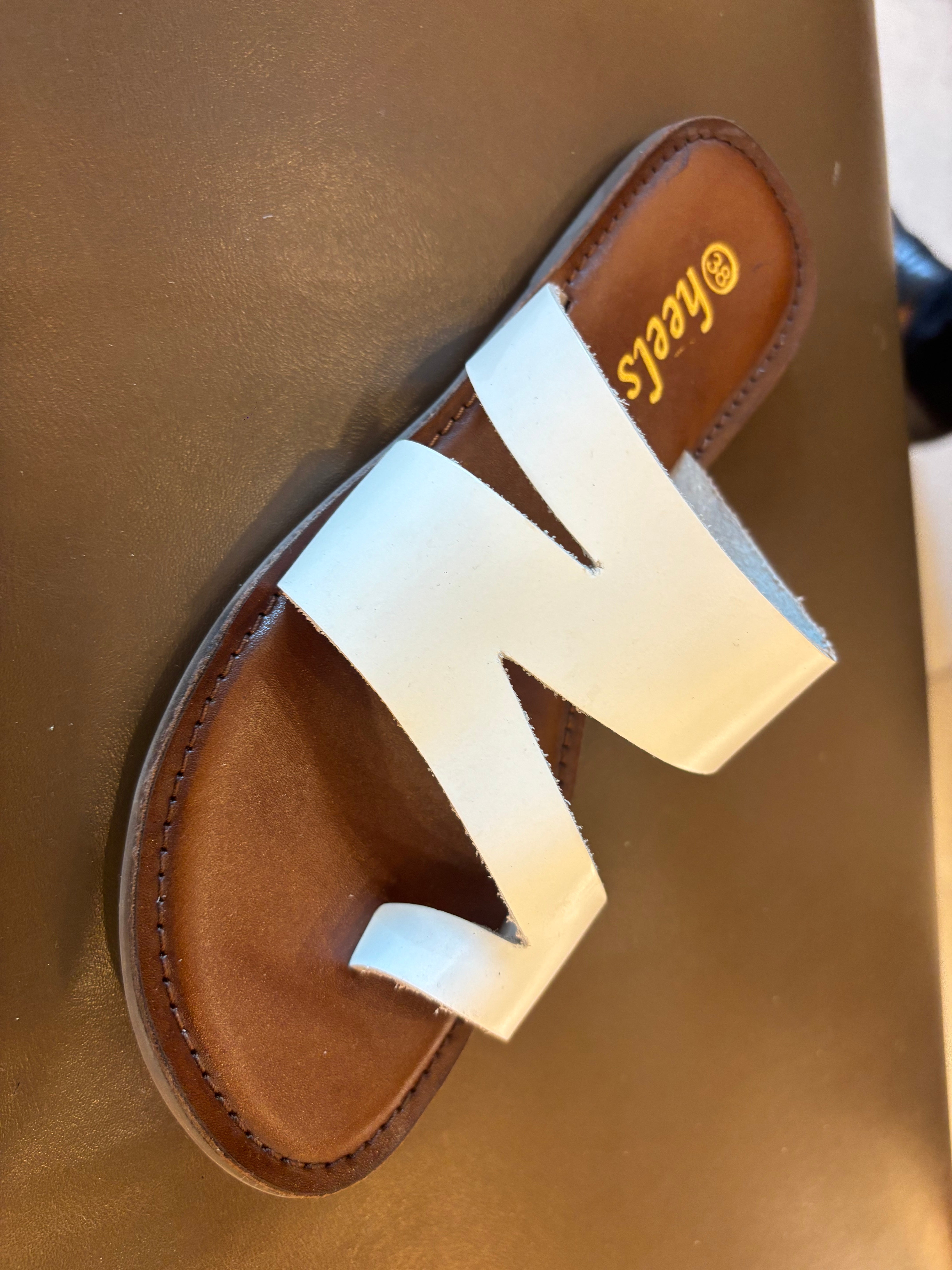 Melanie Leather Thumb Strap Flat Siders
