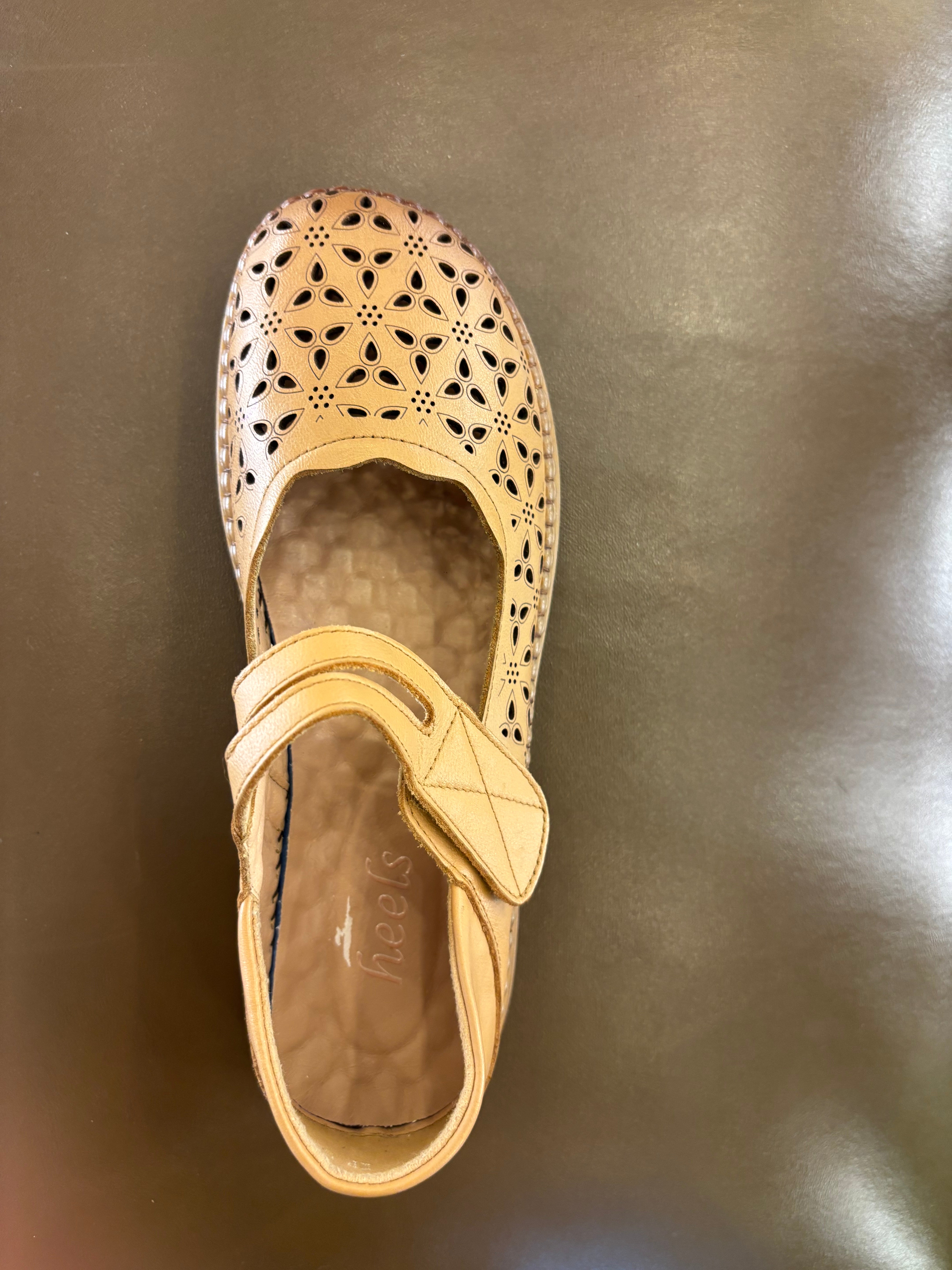 Crimson Leather Velcro Strap Perforated Cushioned Loafers