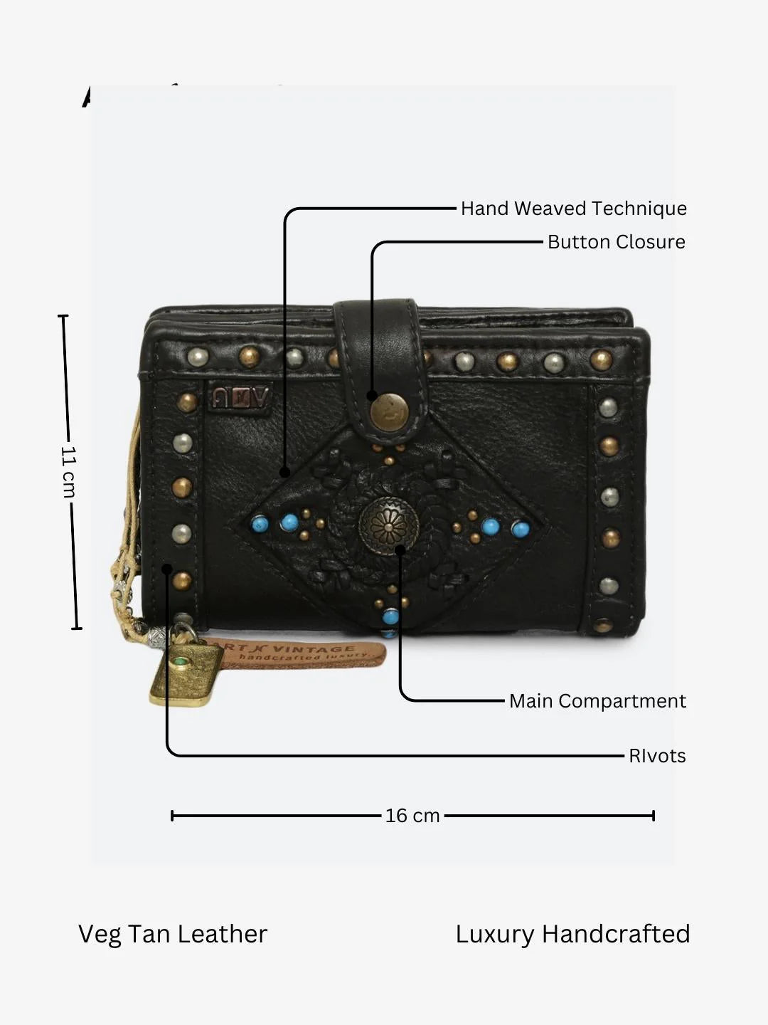 Lucca: Leather Studded Small Wallet