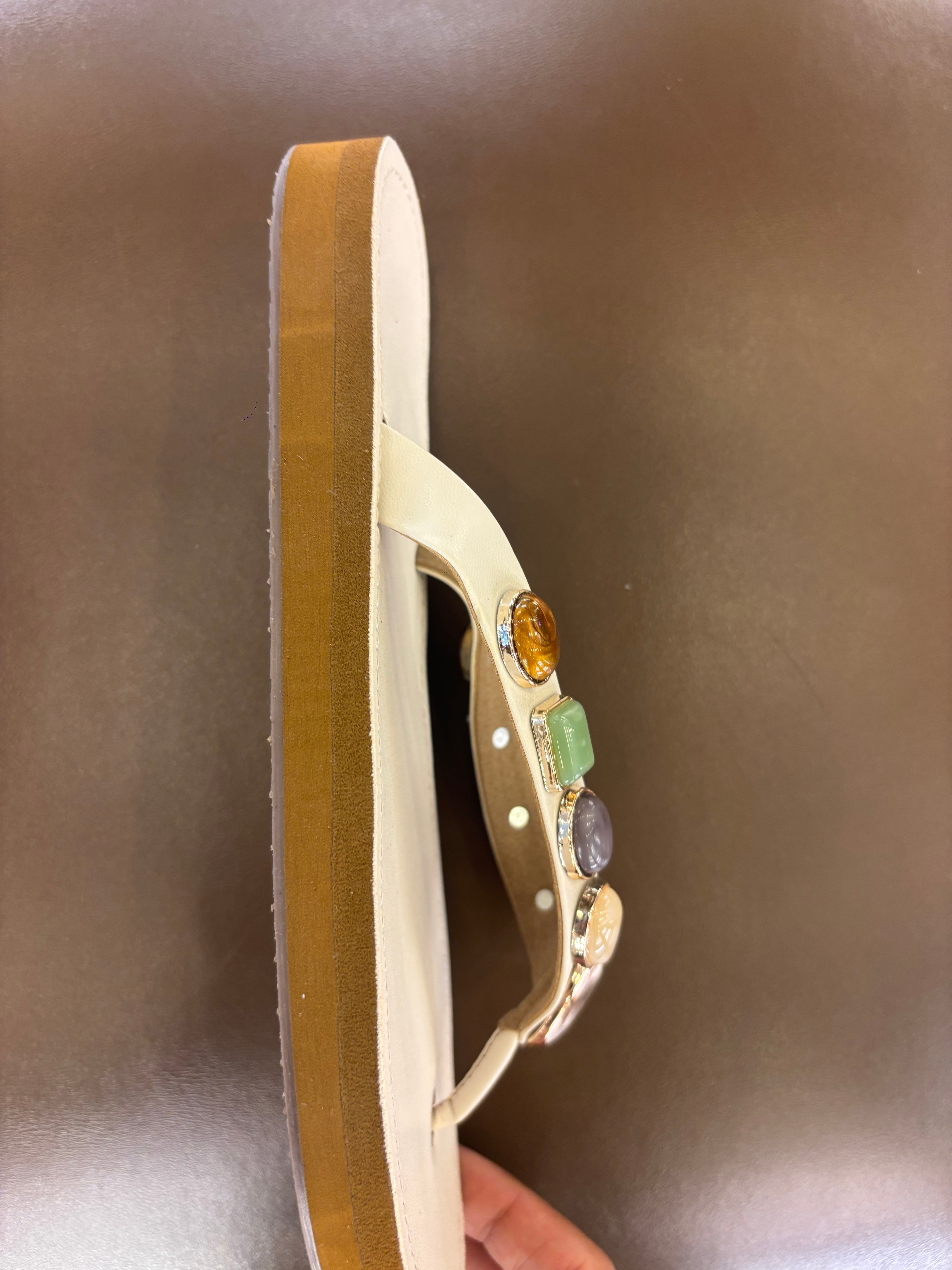 Norelle Cushioned Gemstone V Strap Comfort Summer Slippers