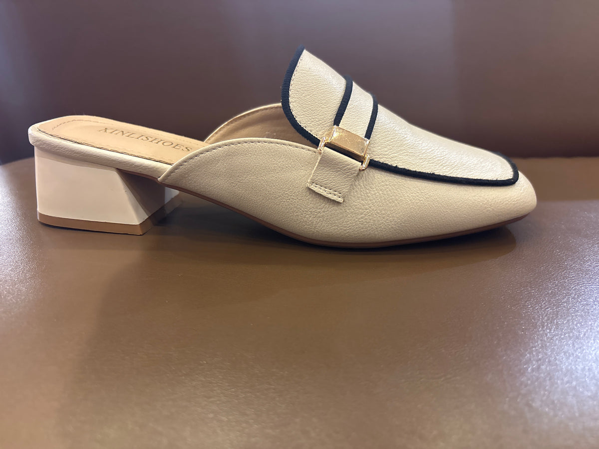 Antoine Premium Back Open Block Heel Mules