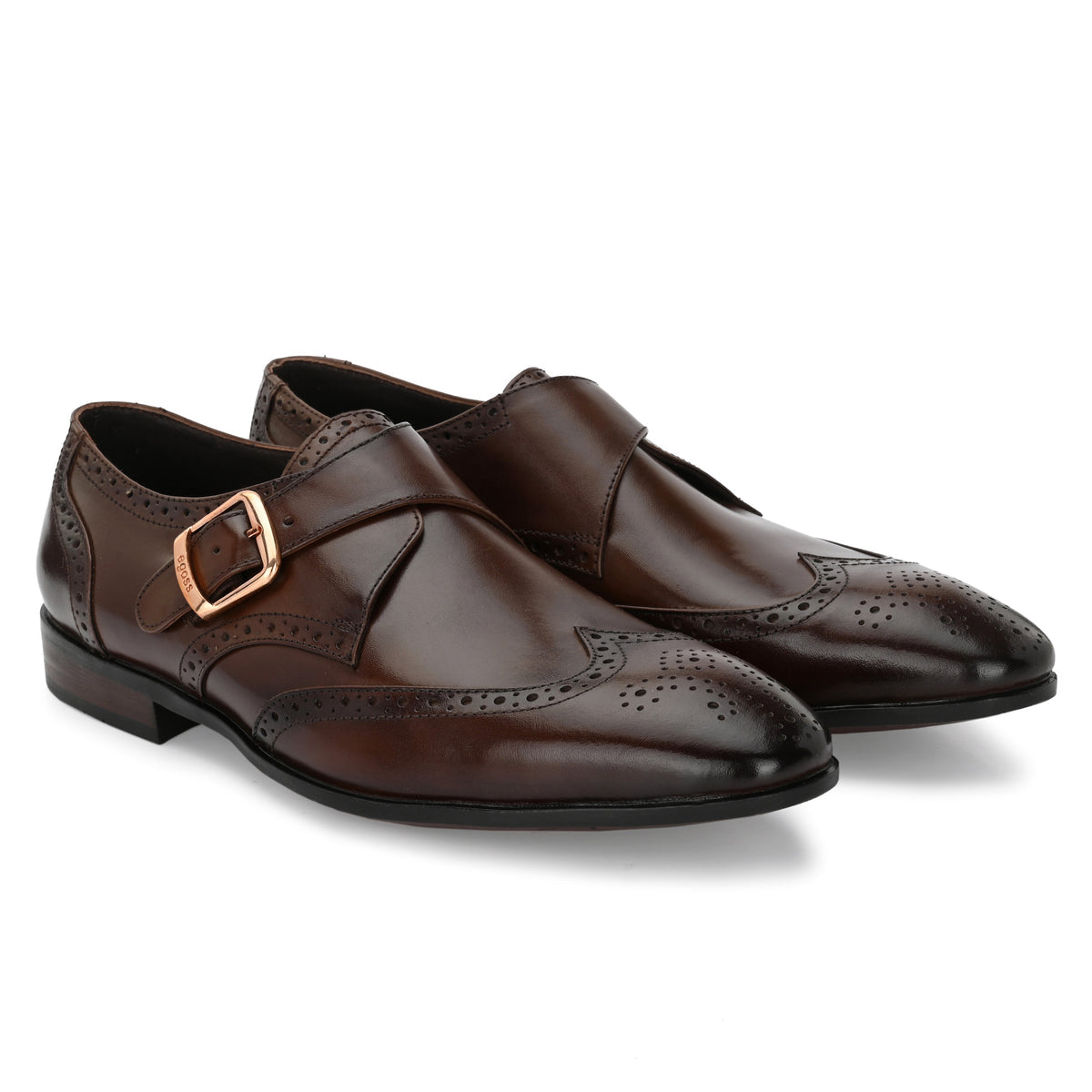 Franko Leather Semi Brogue Monks