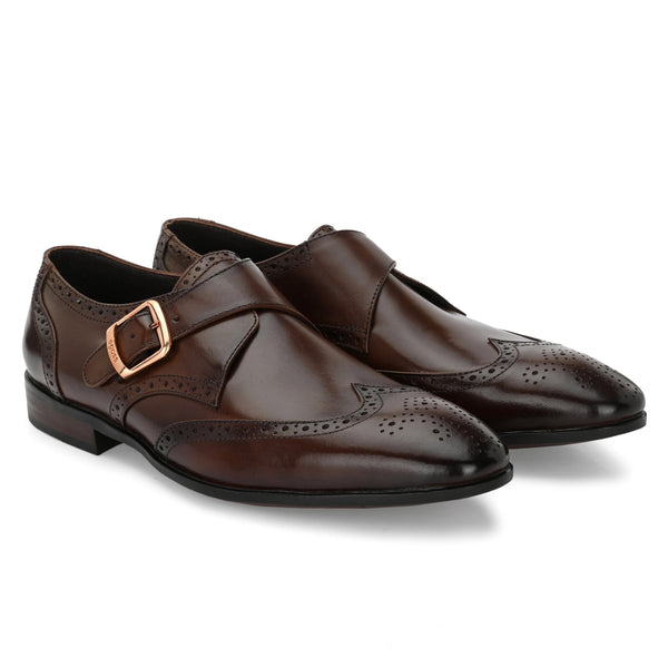 Franko Leather Semi Brogue Monks