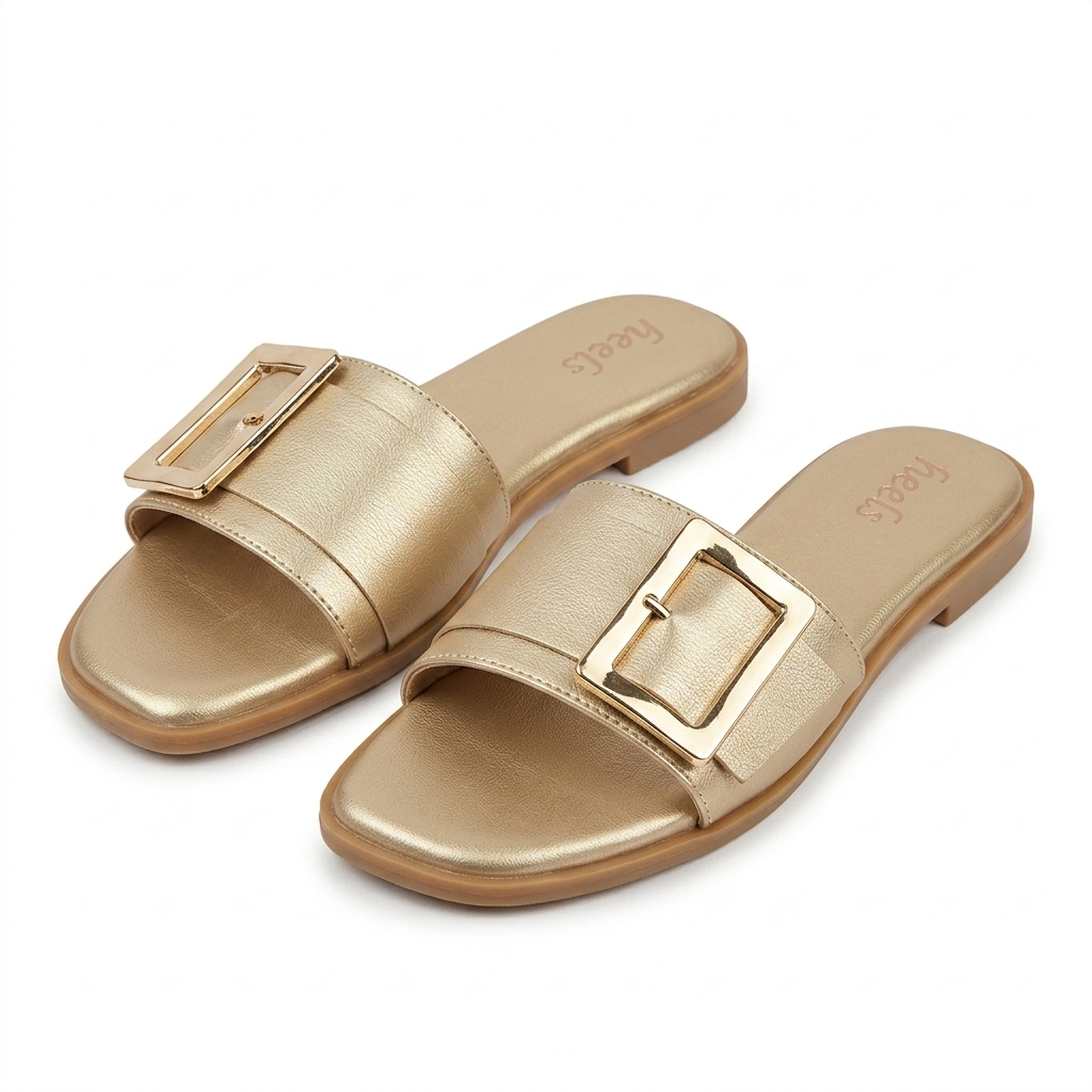 Miley Buckle Strap Cushioned Summer Sliders