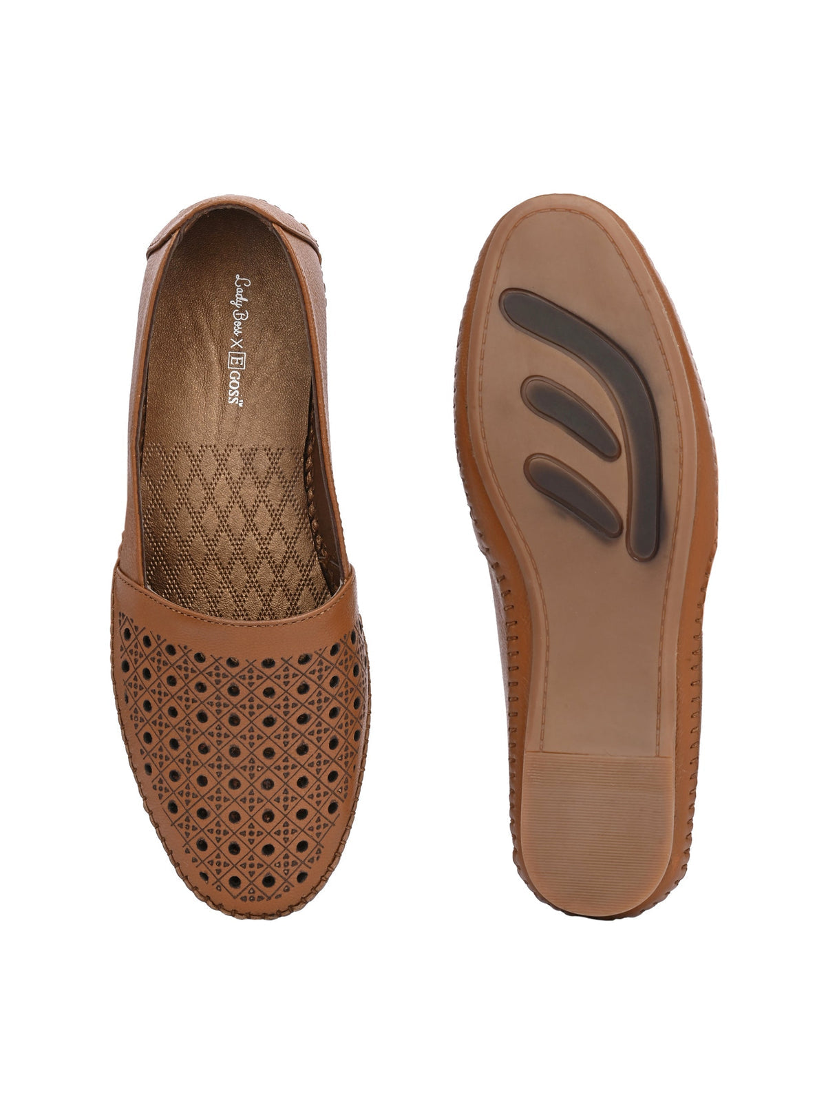 Alvira Perforated Cushioned Leather Ballerinas