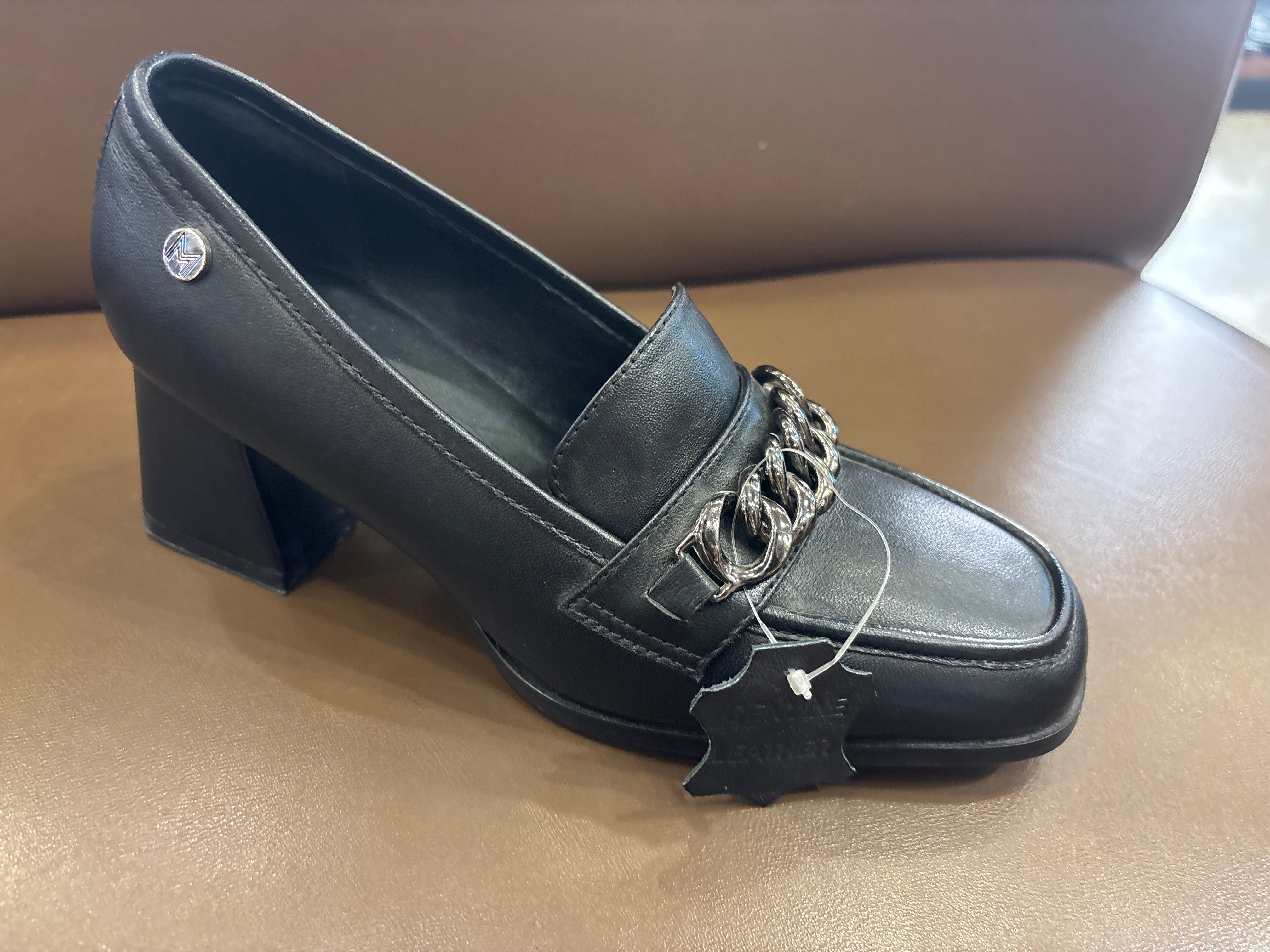 CHIC Premium Leather Block Heel Loafers
