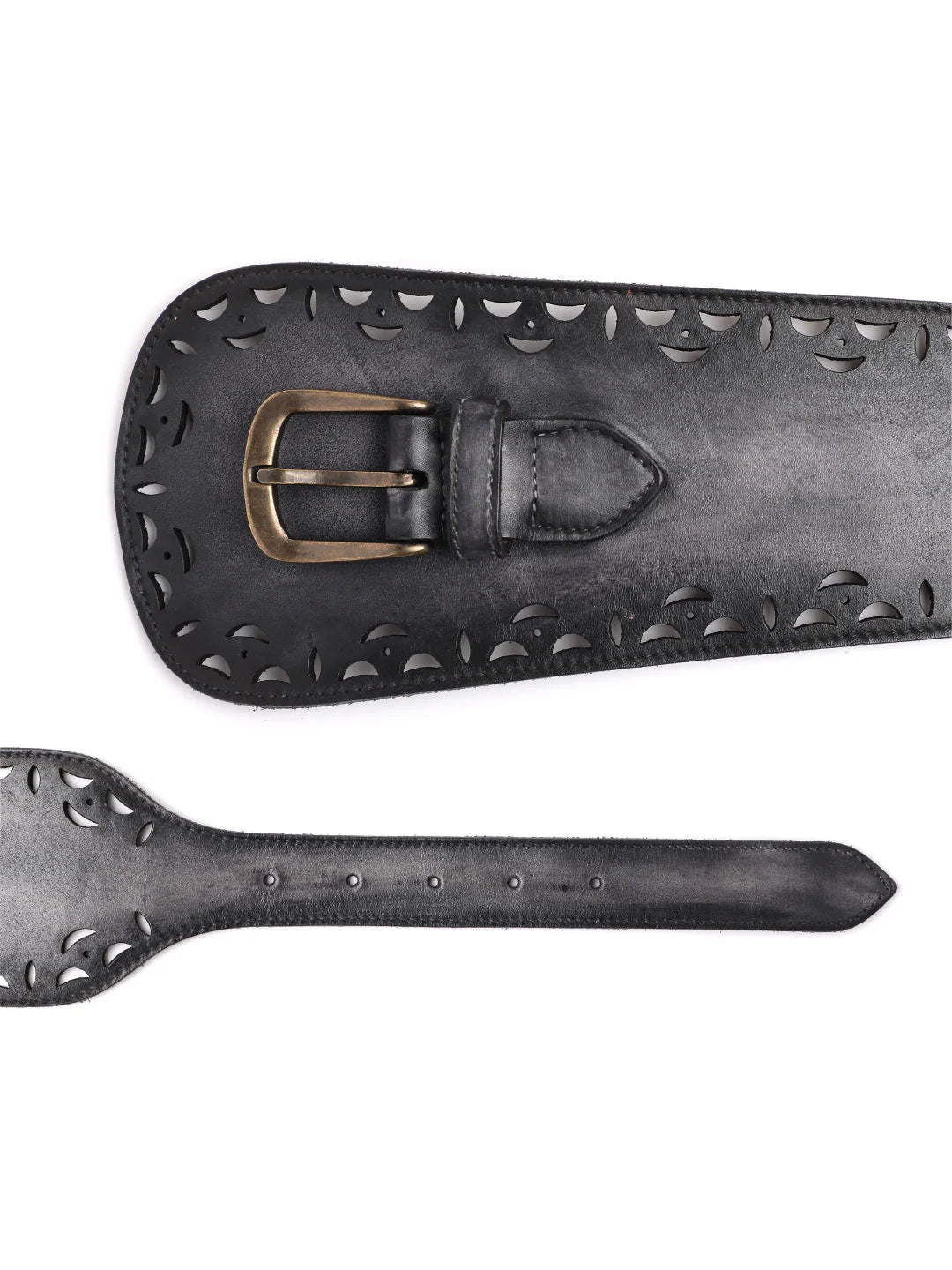 Washed Black Womens Genuine Leather Belt