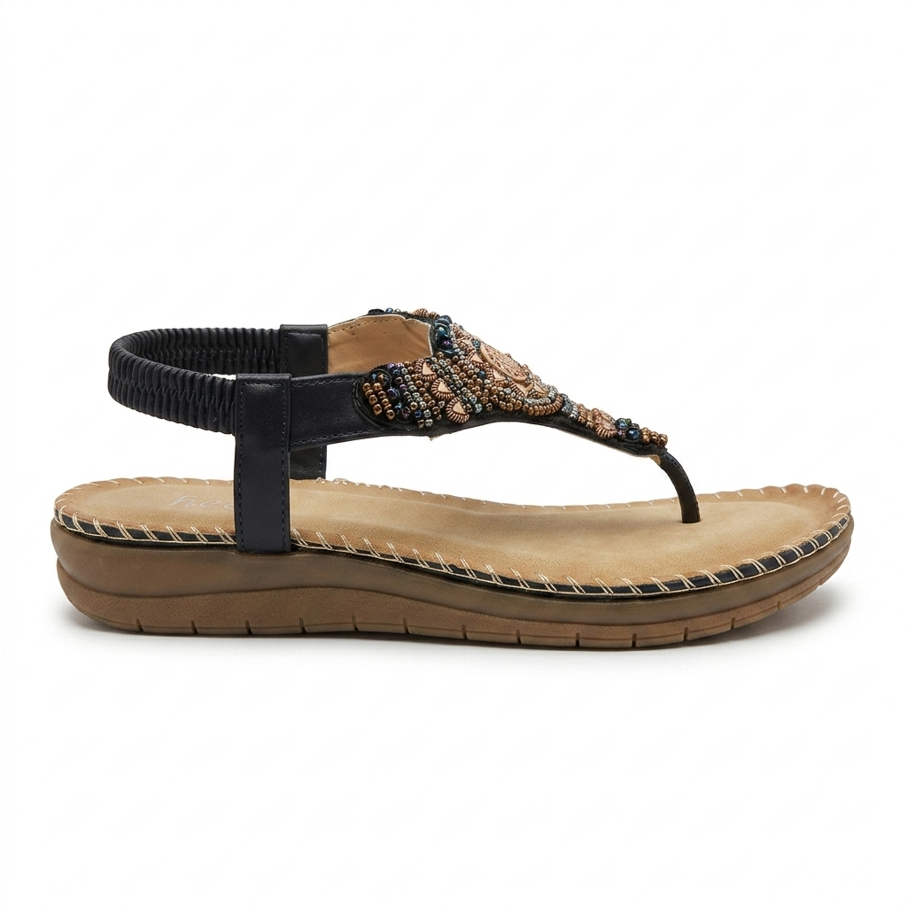 Crimson Embellished Comfort Back Elastic Sandals