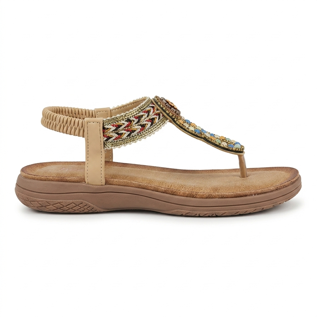 Rosaira Cushioned Embellished Back Elastic Sandals