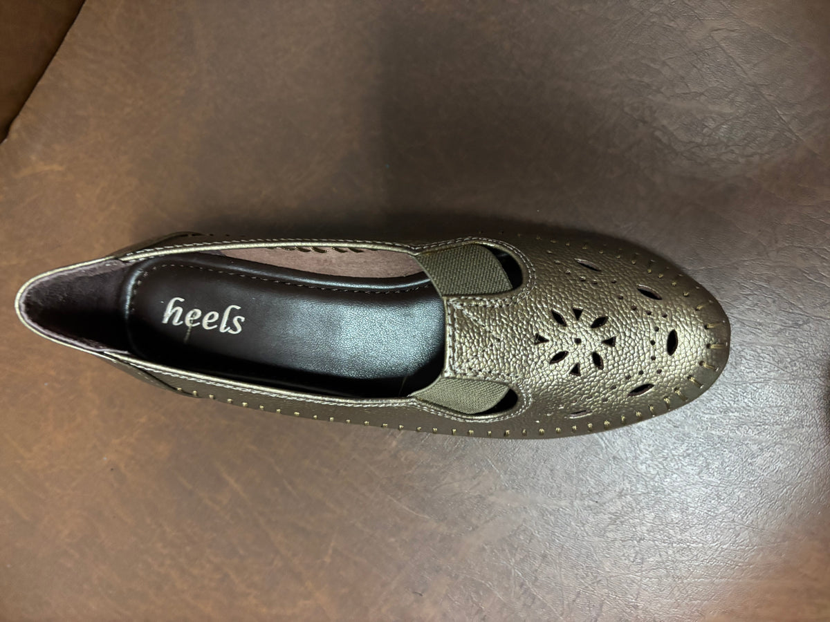 Ines Perforated Leather Wedge Ballerinas