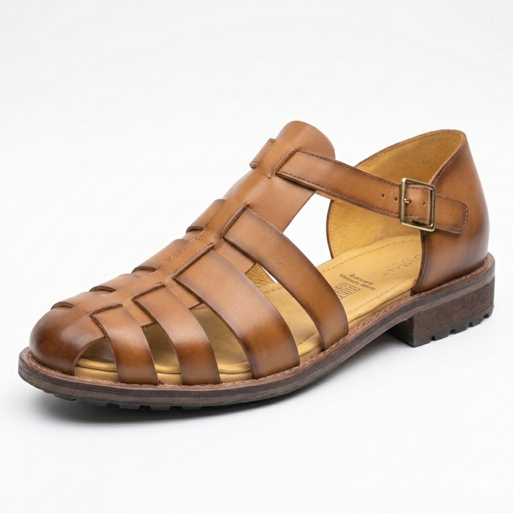 Romano Woven Leather Cage Sandal