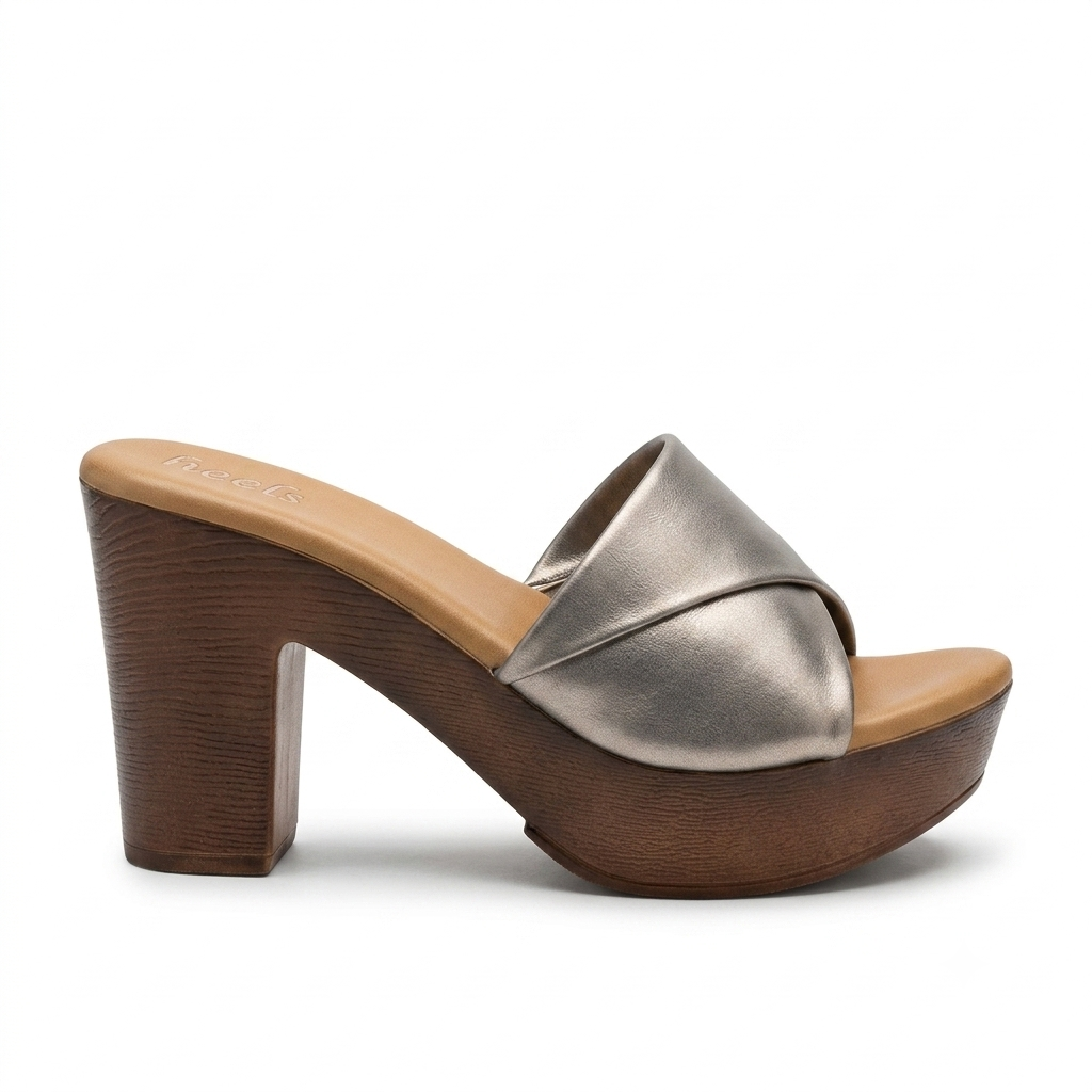 Kim Platform Peep Toe Block Heels Grey - The Heels India