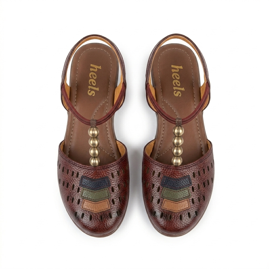Nida Ethnic Leather Elastic Sandals
