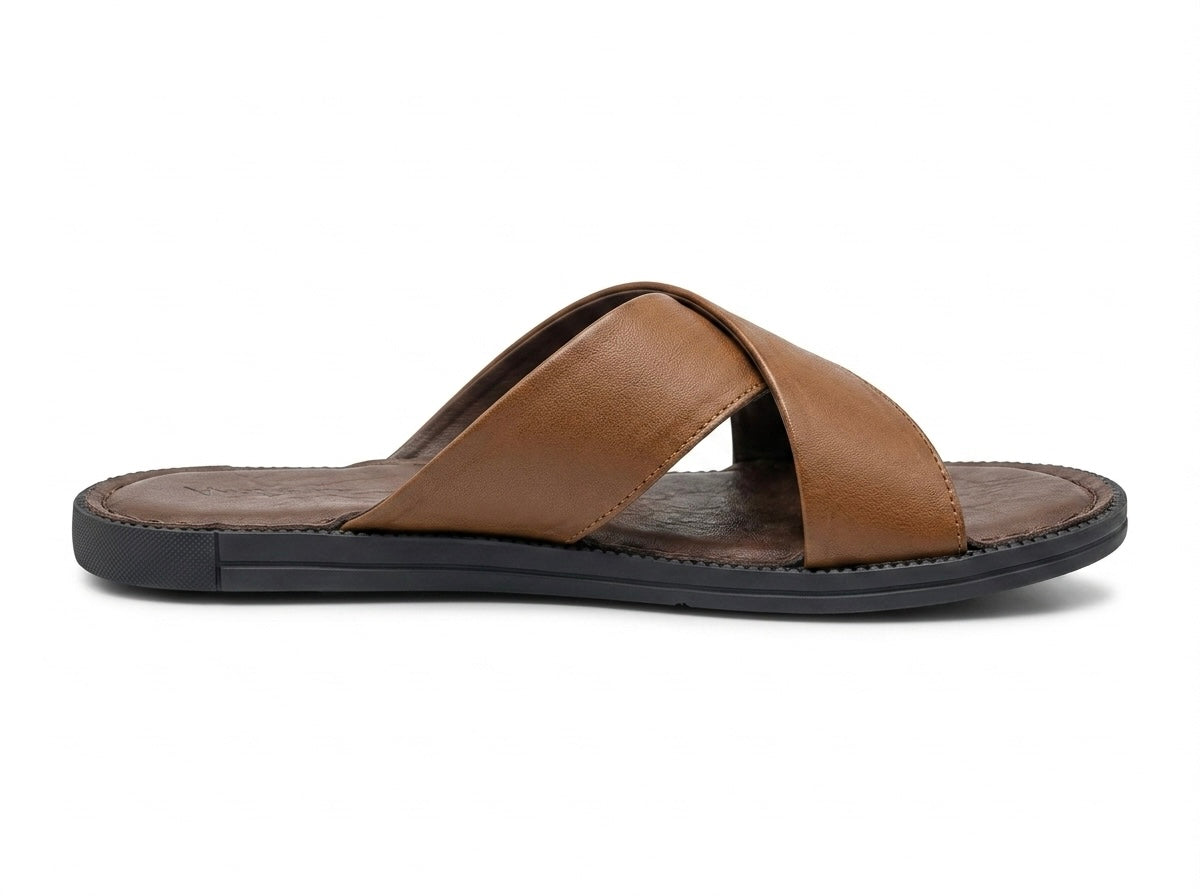 Erling Premium Leather Double Strap Cross Slippers