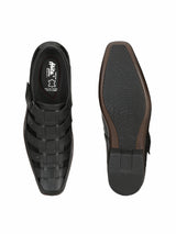 Mavro Black Leather Roman Sandals HT