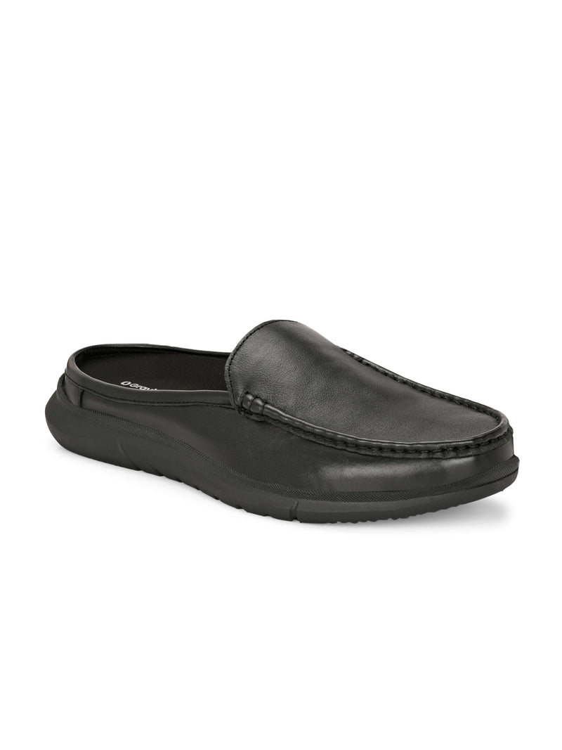 Zero Gravity Black Leather Slip-On Mules
