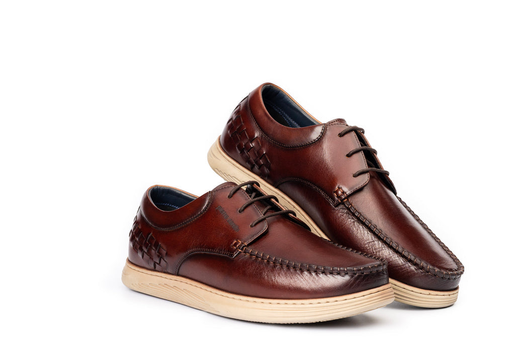 Marina Leather Weaved Lace Derby Shoes