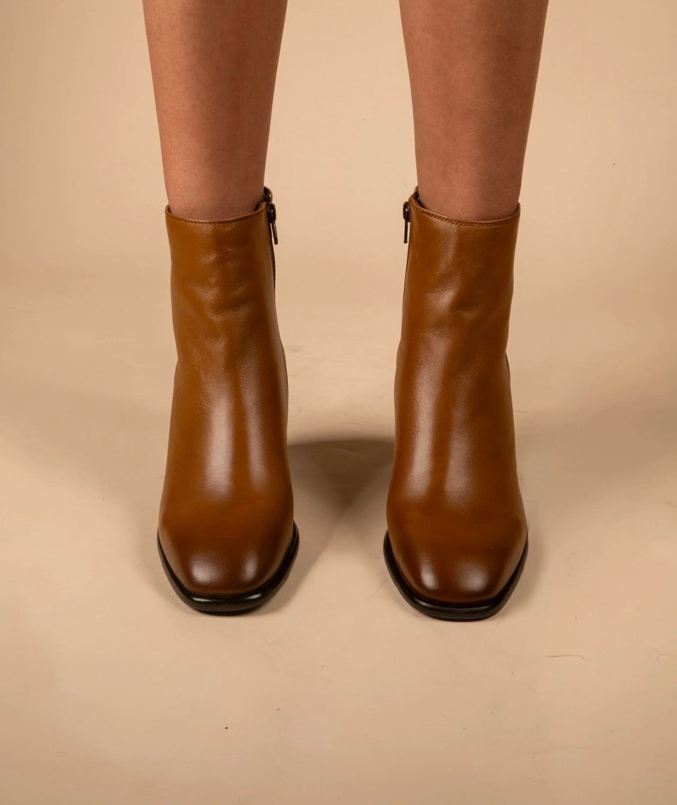 BLAZE Luxury Leather Winter Ankle Block Heel Boots