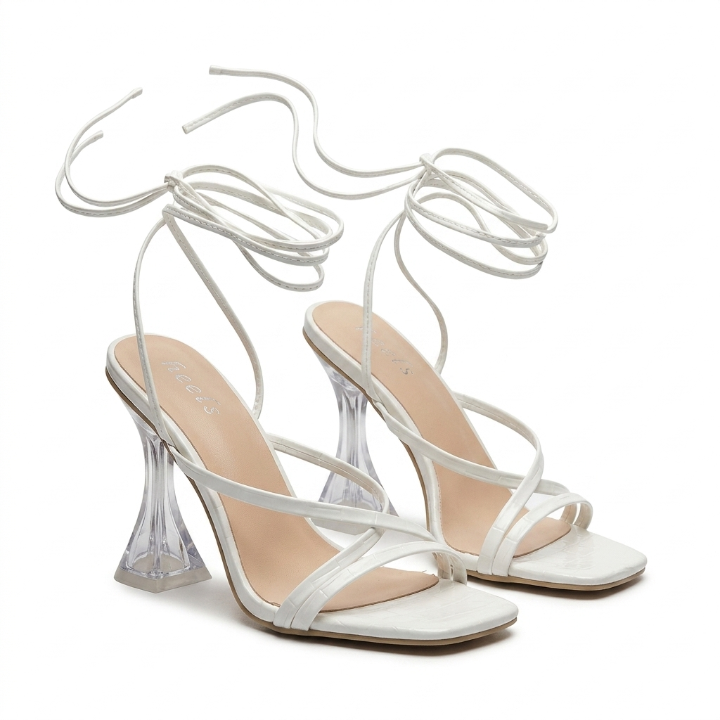 Lydia Tie Up Transparent Pencil Heels