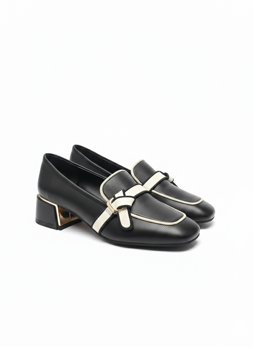 Belinda Premium Knotted Block Heel Loafers - The Heels India