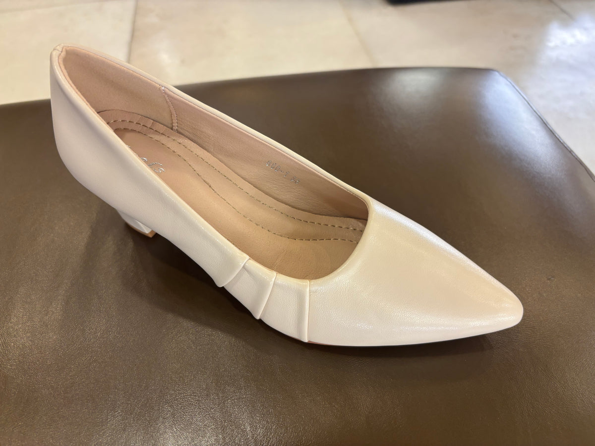 Kylin Swirl Block Heel Pointed Stilettos in Apricot - The Heels India