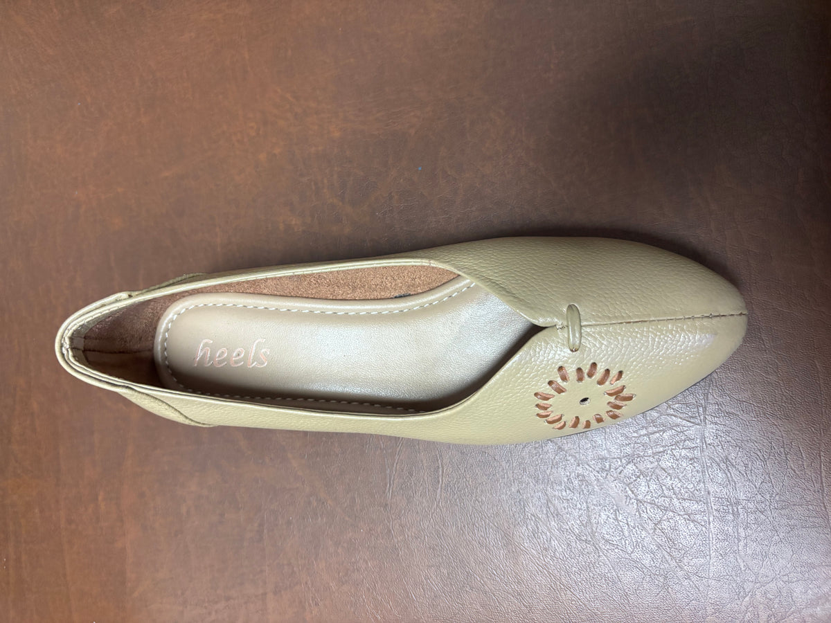 Lina Leather Wedge Ballerinas
