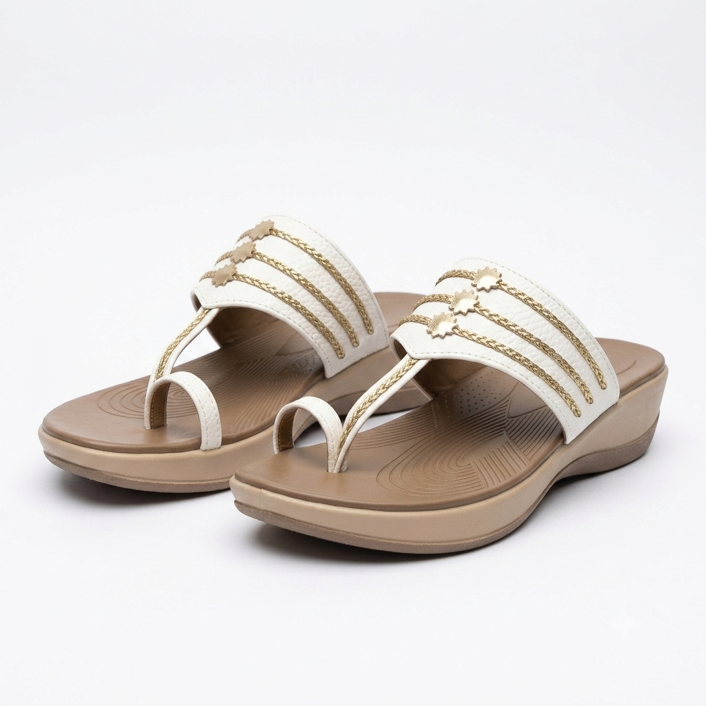 Giselle Memory Cushion Kohlapuri Wedge Slippers