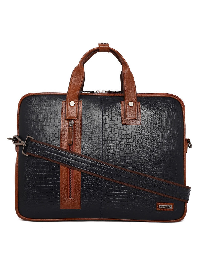 August Blue Leather Laptop Bag - The Heels India
