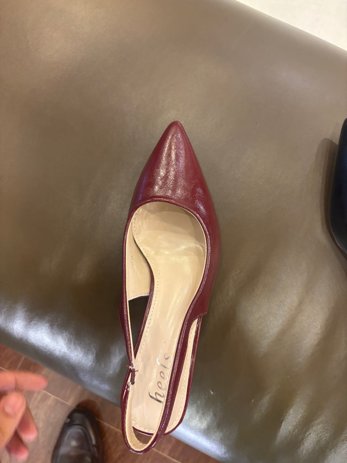 Zara Classic Sling Back Kitten Heel Pumps in Maroon - The Heels India
