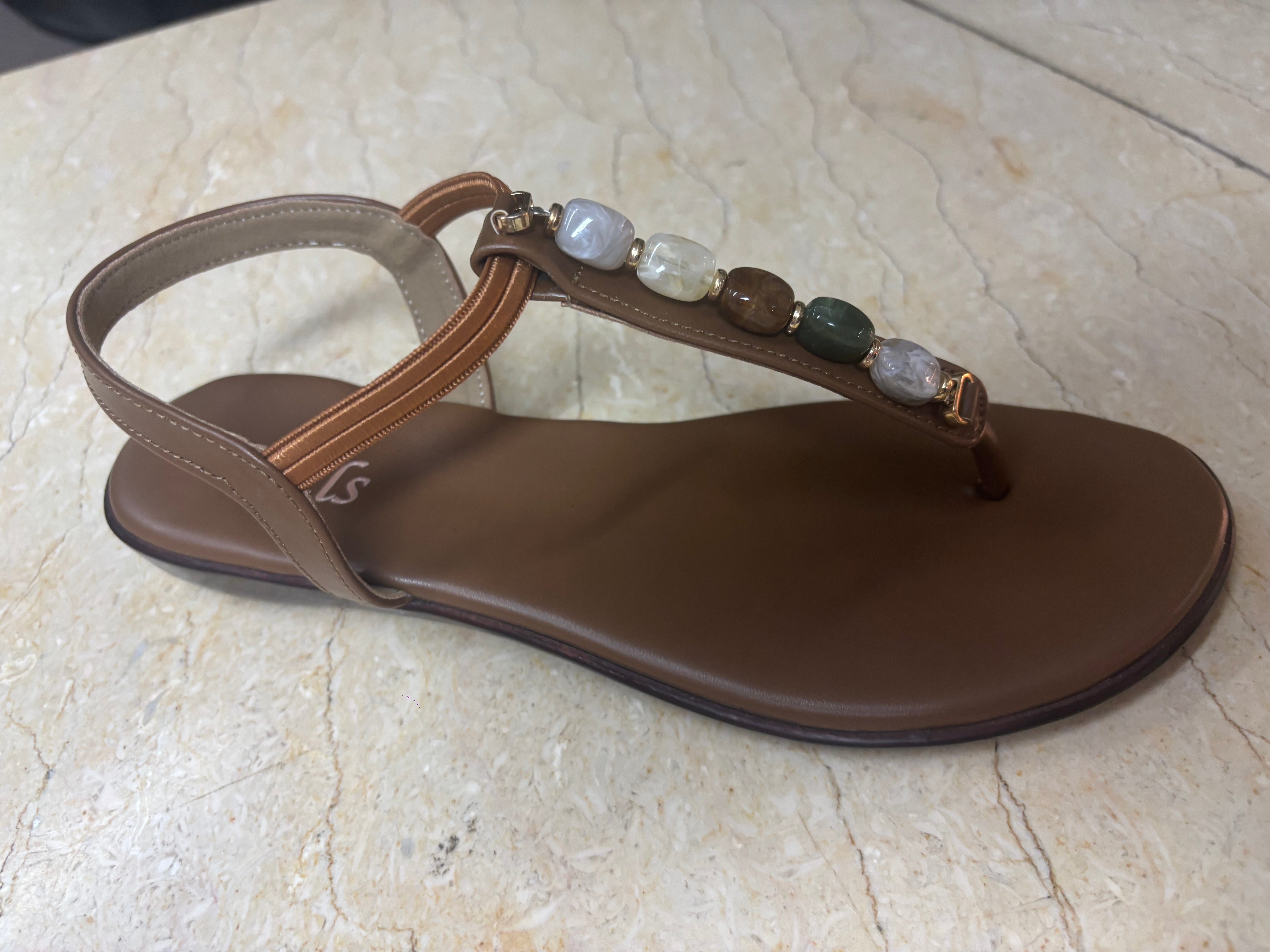 Panthera Embellished Back Elastic Flat Sandals - The Heels India