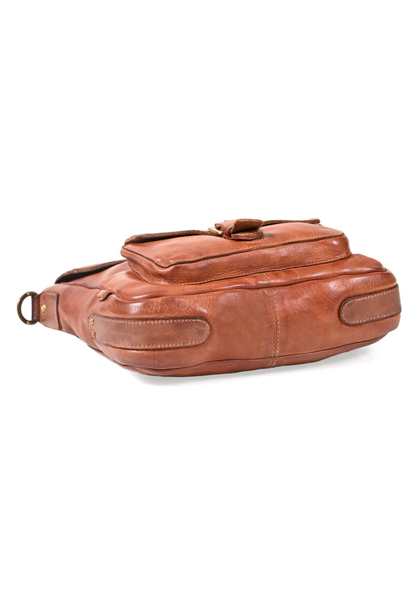 Nathan : Real Leather Tan Crossbody Bag