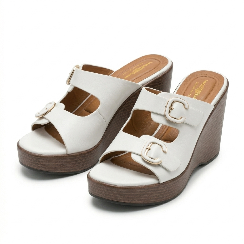 Beryl Platform Double Strap Wedge Heels