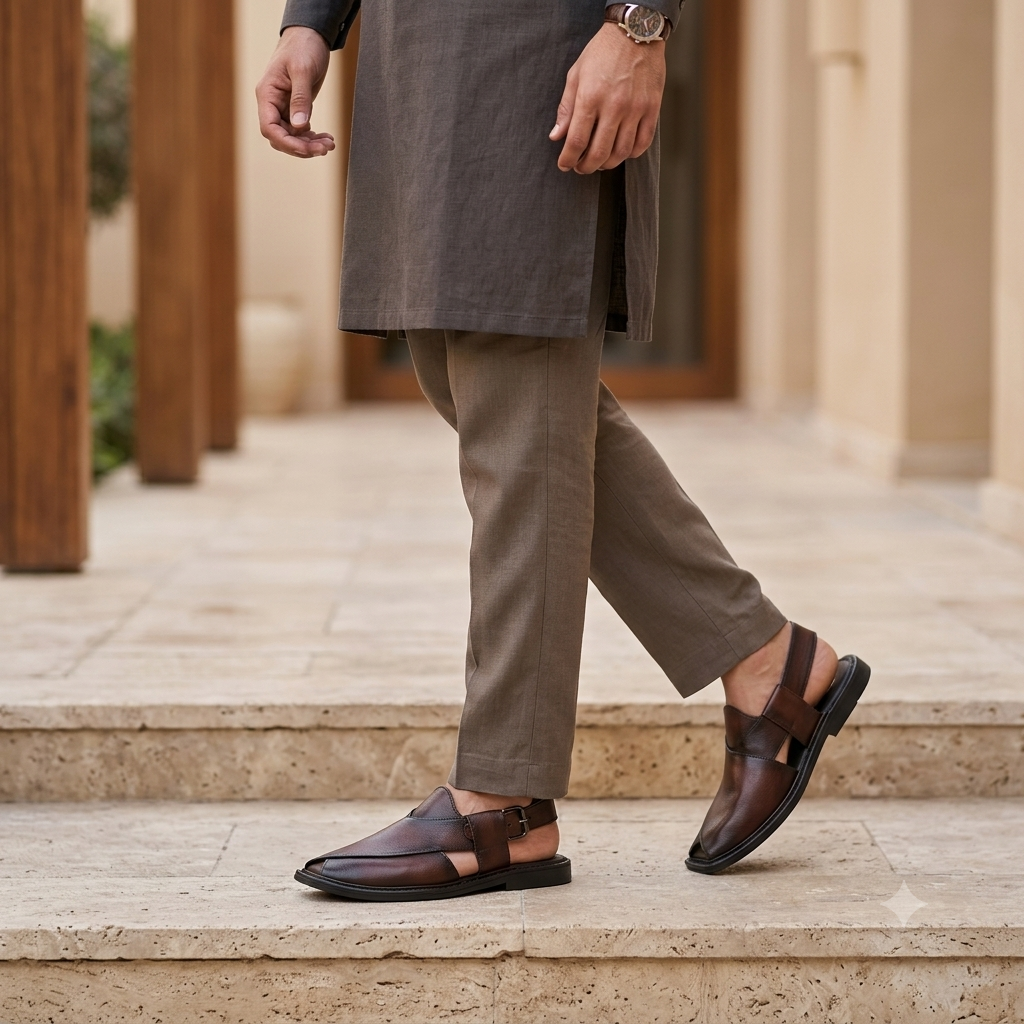 Cesar Leather Ethnic T Cut Peshawari Sandals