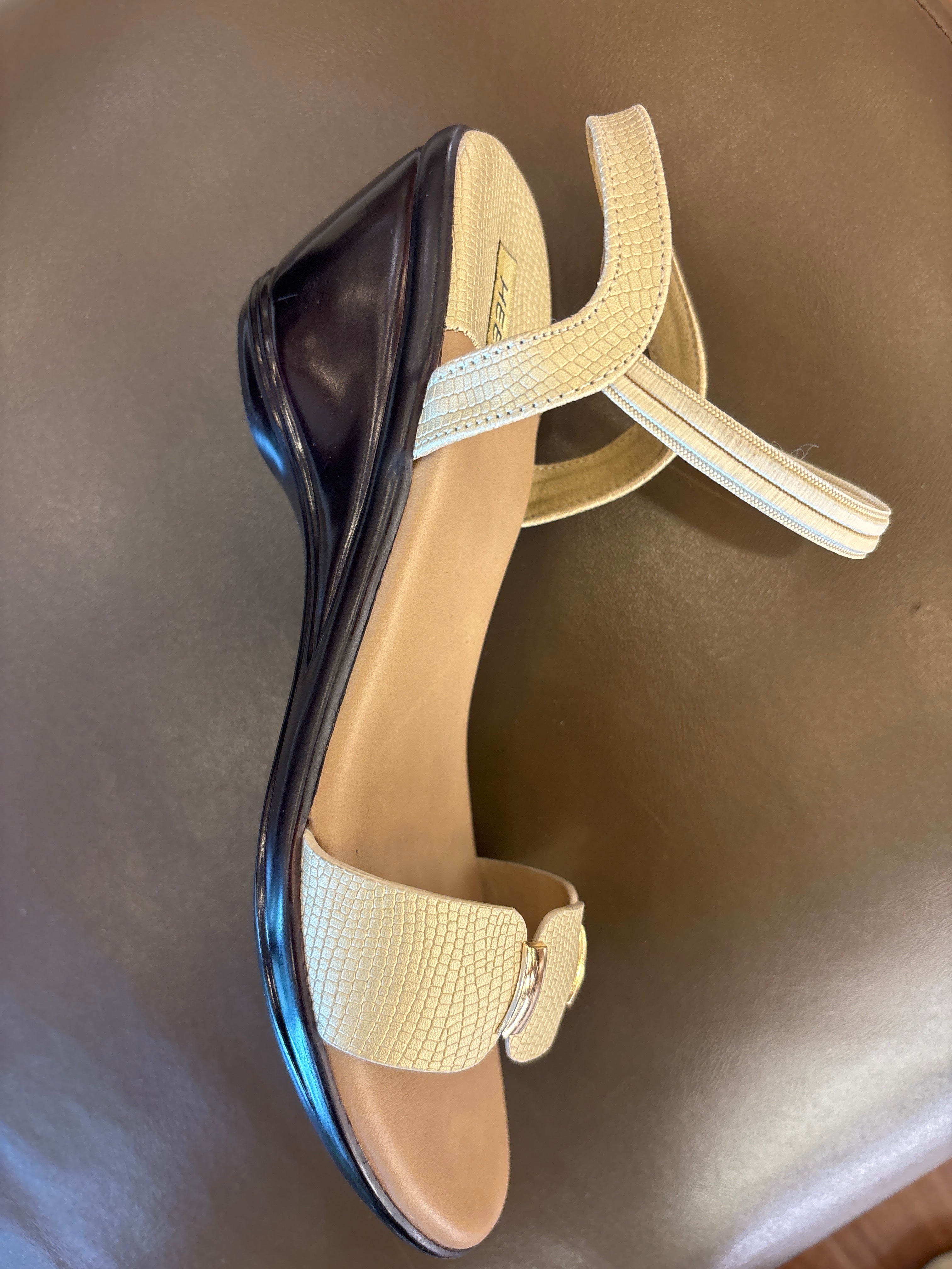 Audrey Back Elastic Strap Wedge Heel Sandals - The Heels India