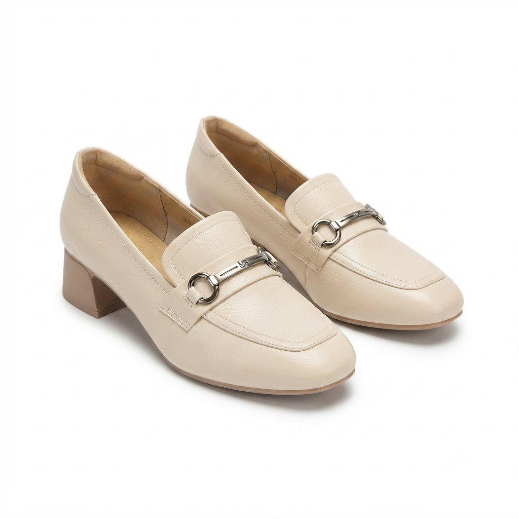 Melissa Premium Leather Block Heel Loafers
