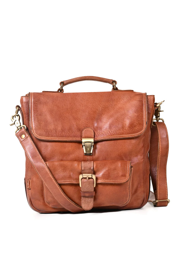 Nathan : Real Leather Tan Crossbody Bag