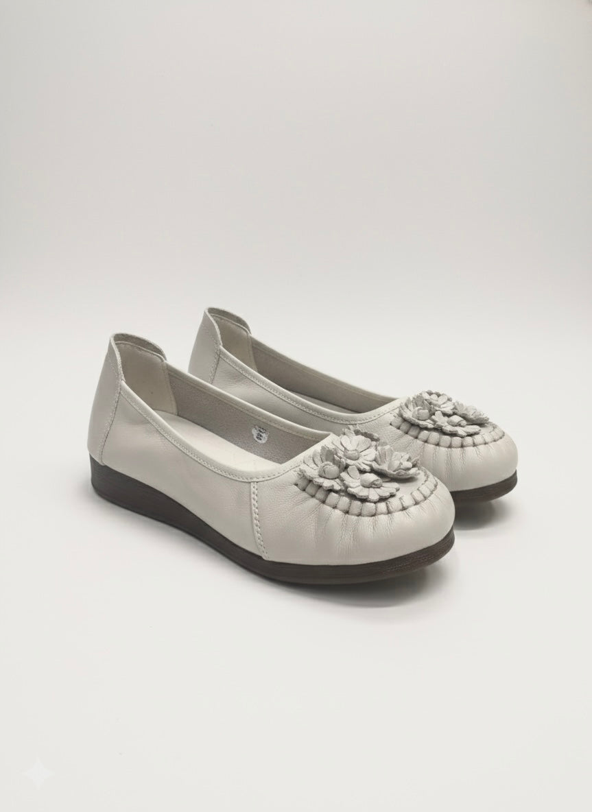 Flora Premium Leather Cushioned Ballerinas