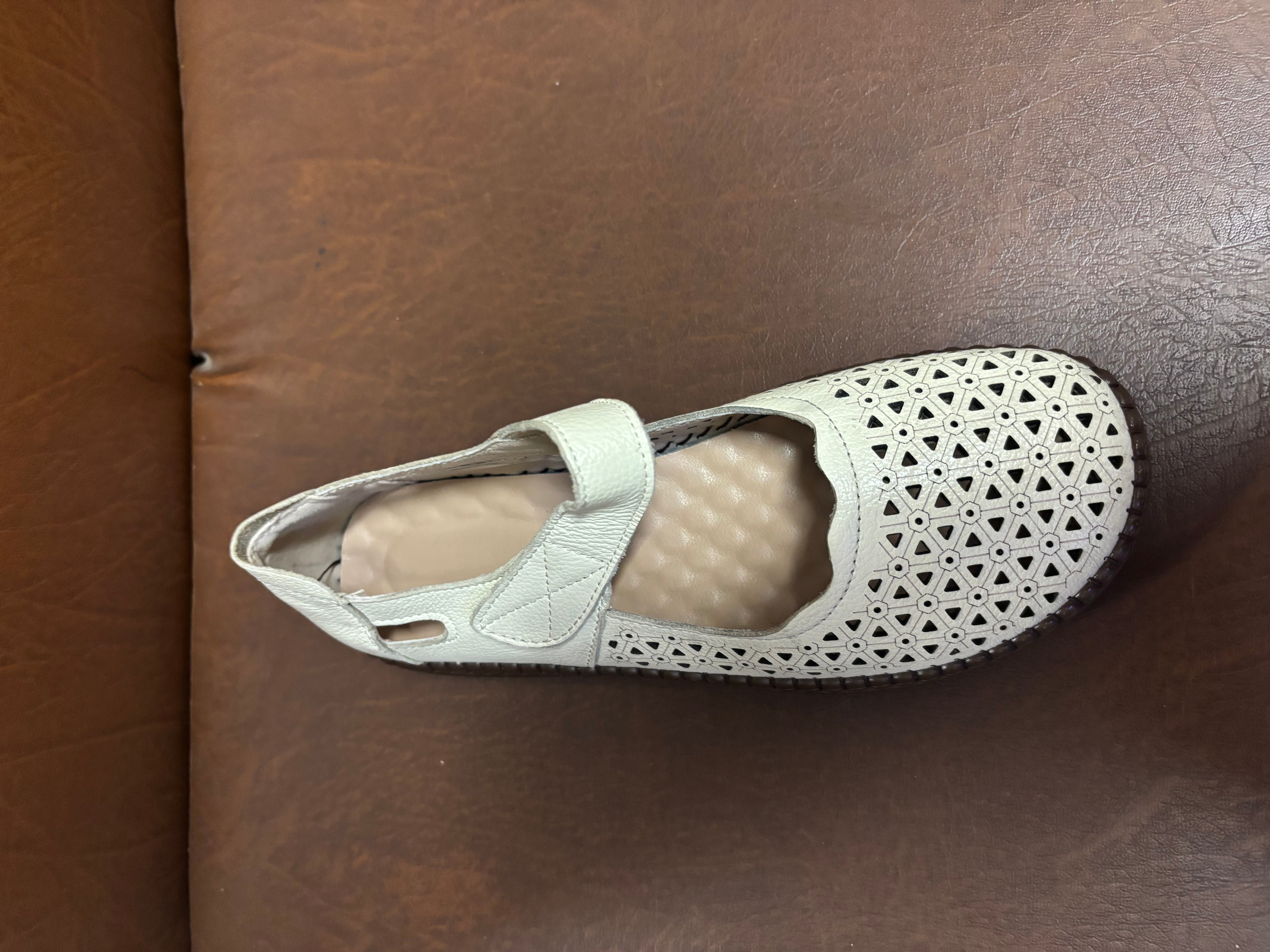 Melissa Leather Velcro Strap Perforated Cushioned Loafers