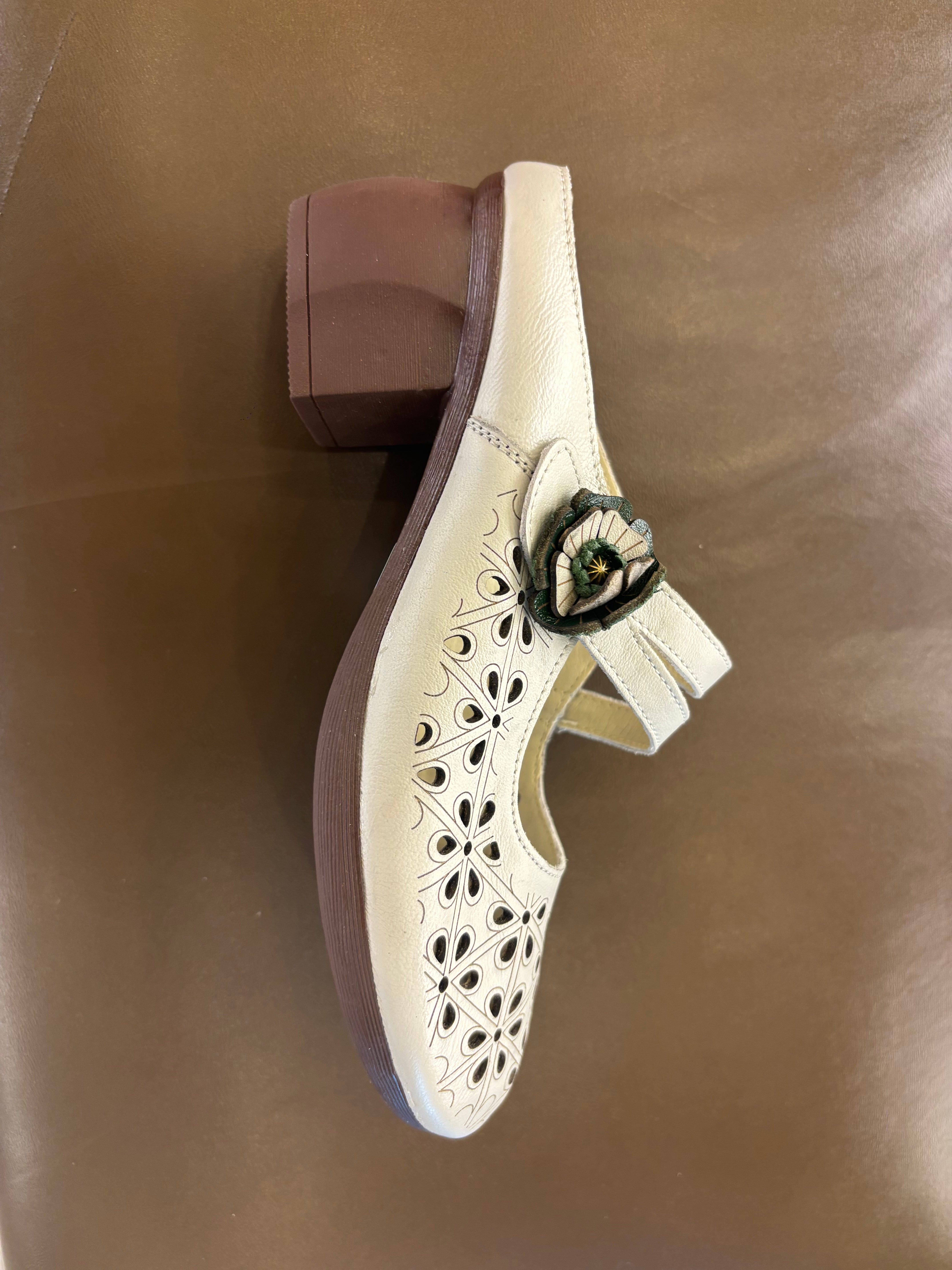 Marcia Premium Leather Perforated Slip On Mules