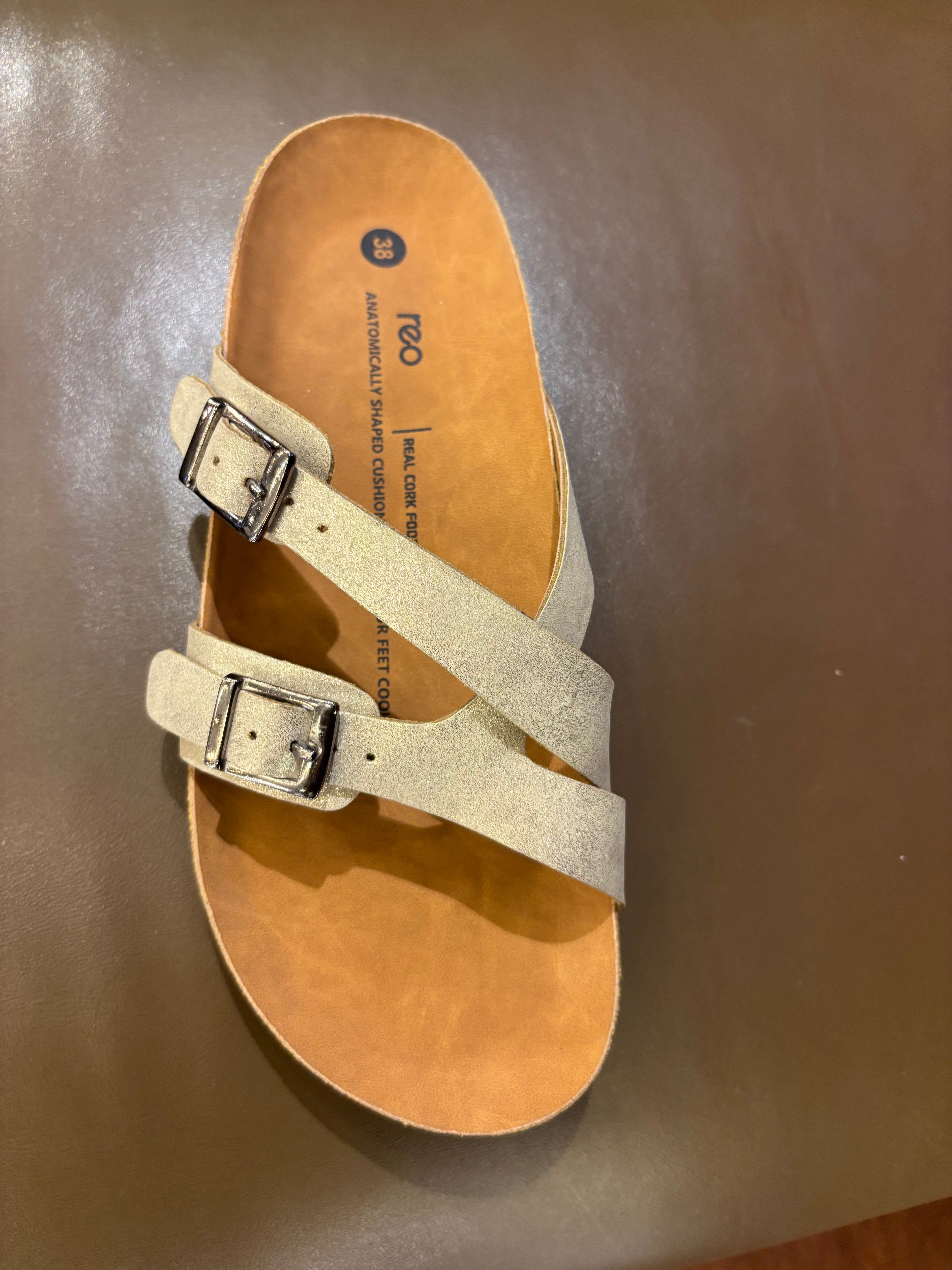 Cherie Buckle Strap Cork Summer Sliders