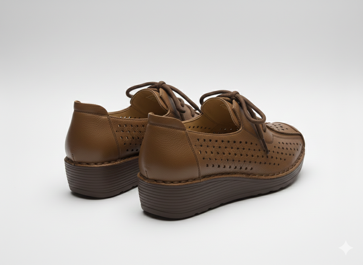 Patricia Premium Leather Lace Up Wedge Heel Loafers