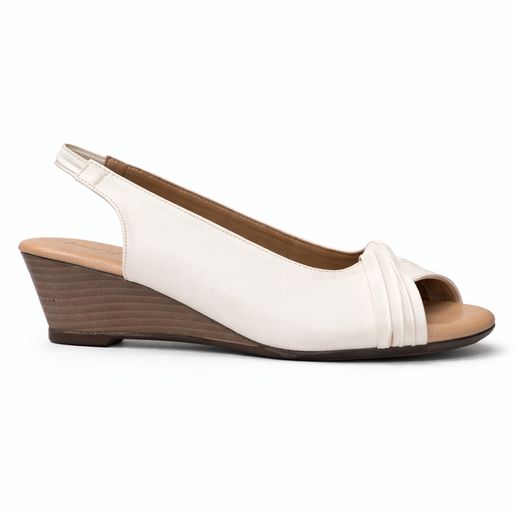 Meridian Back Elastic Peep Toe Wedge Heels