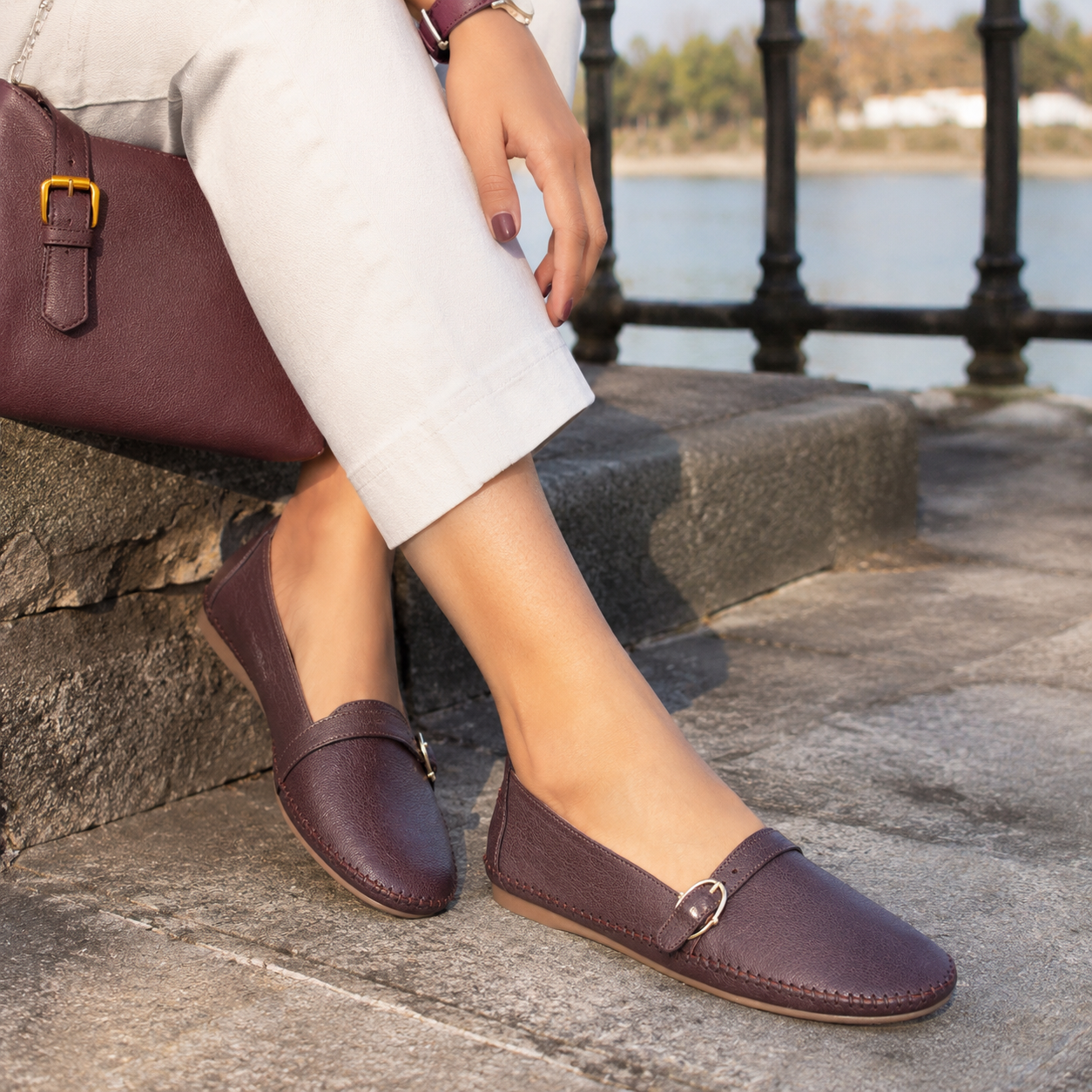Tissier Leather Cushioned Flat Ballerinas
