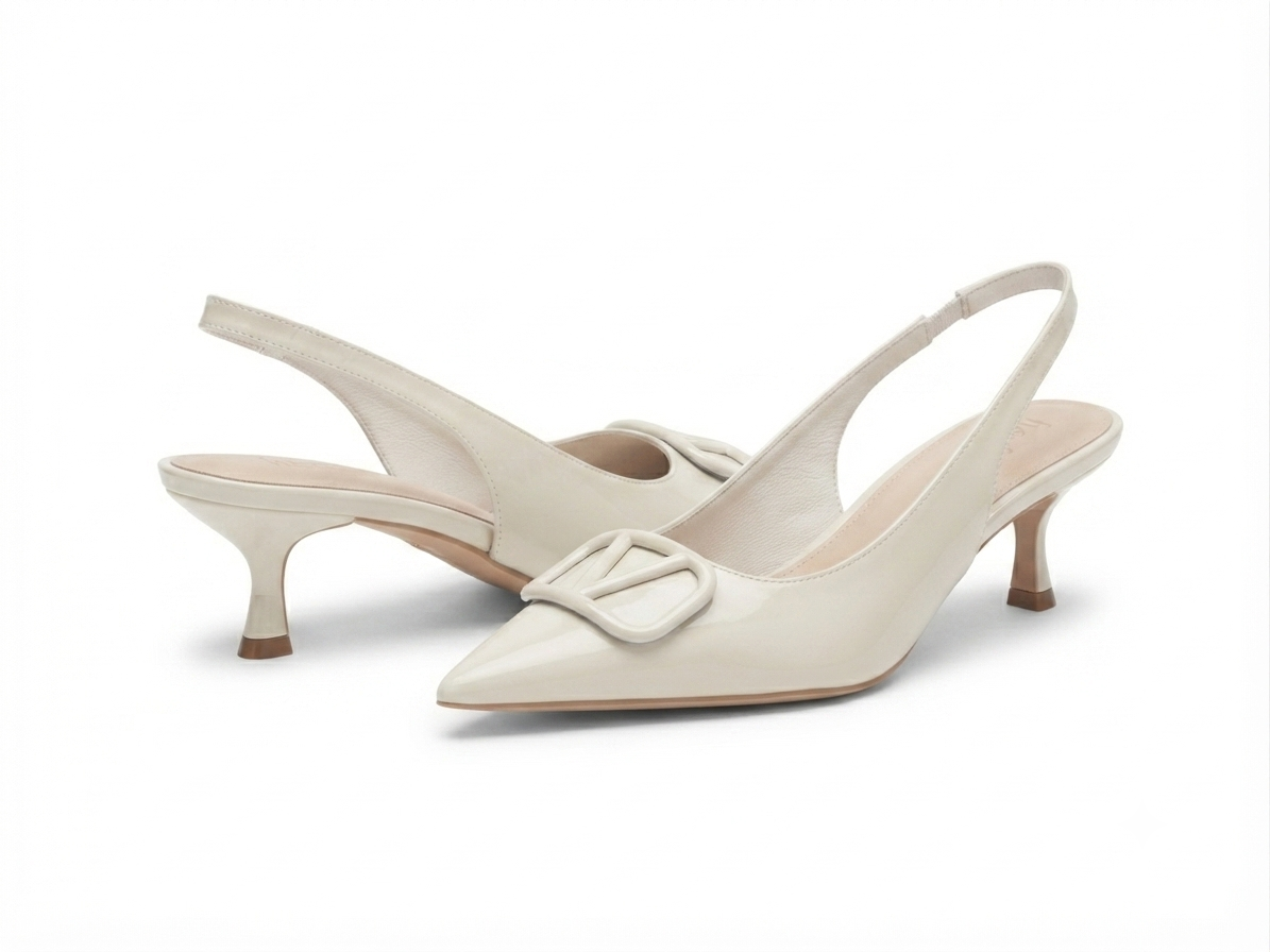 Valeria Premium Patent Slingback Kitten Heels