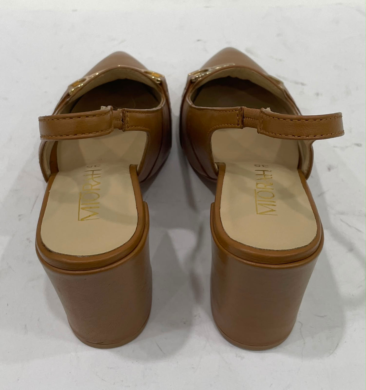 ELENA Premium Leather Slingback Block Heels